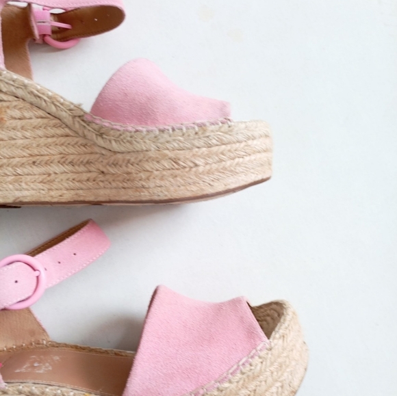 Marc Fisher suede pink wedge platform espadrille sandals - Picture 7 of 16